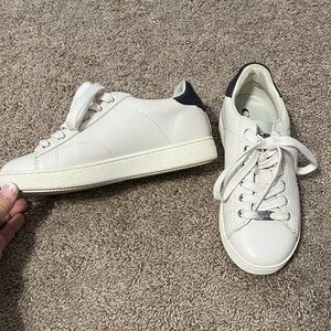 Coach Shoes- Cream & Navy Leather Sneakers